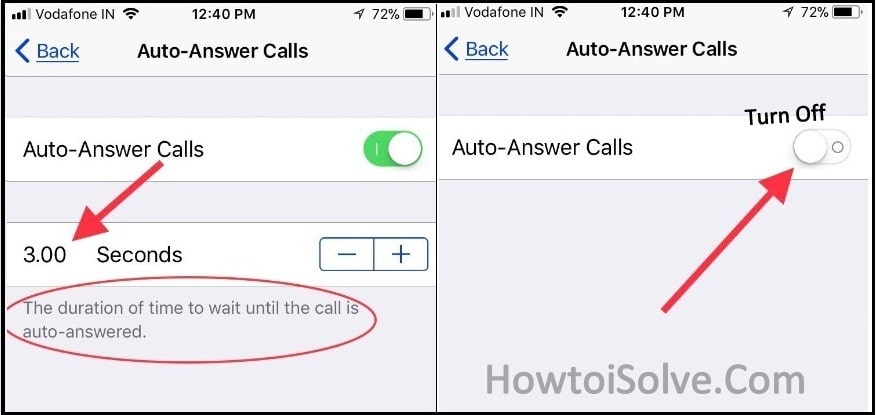 turn off Auto Answer Calls in iOS 11on iPhone
