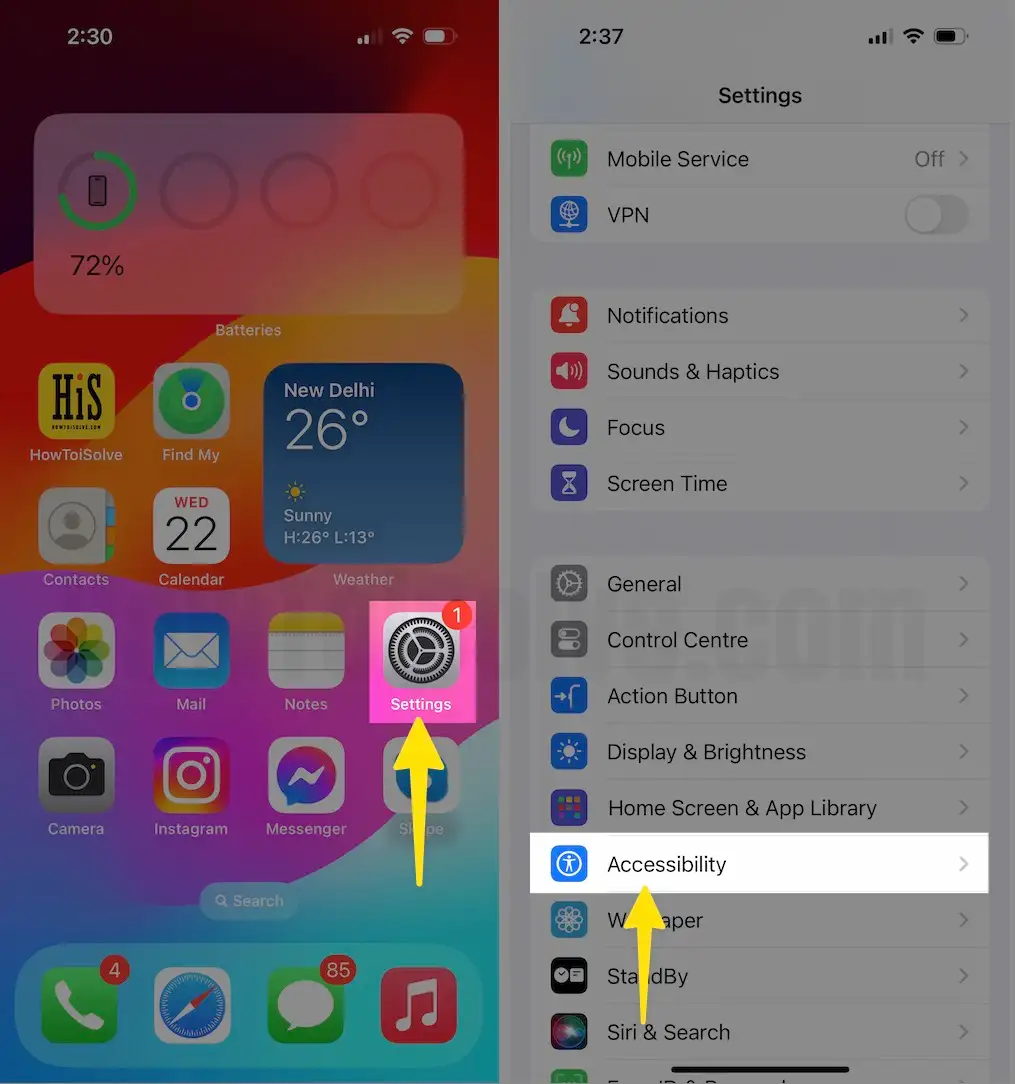 Open Setting Choose Accessibility On iPhone