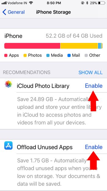 2 Mange iPhone Storage in iOS 11
