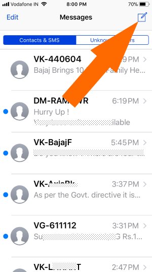 2 Start a New Message on iPhone Message app