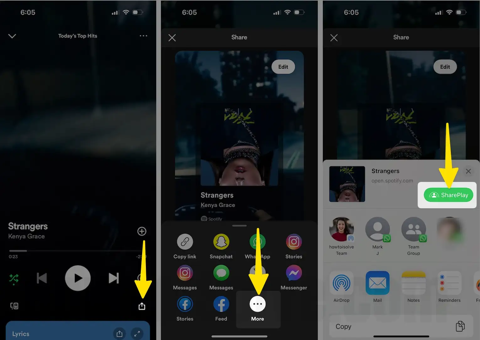 Click share tap more to sharePlay on iPhone