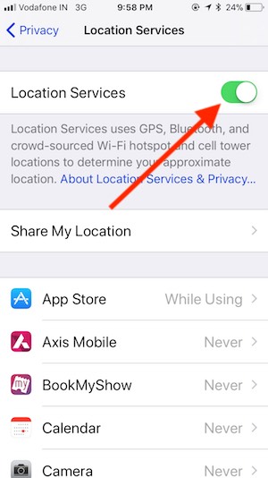 3 Enable Location Service on iPhone and Apps
