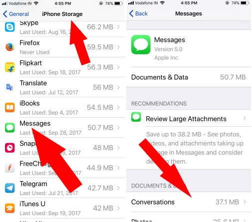3 Messages data in iPhone Storage