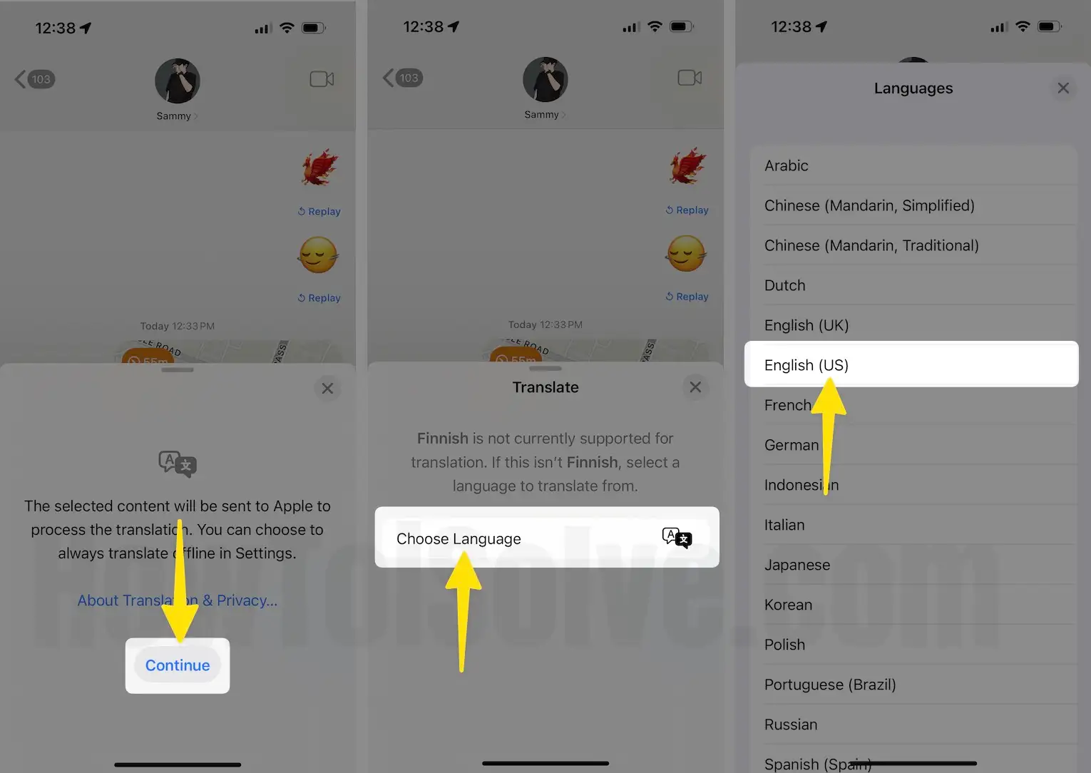 Click continue tap on choose language select english(US) language on iPhone
