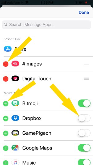 6 Add Remove and Disable App in Message app in iOS 11