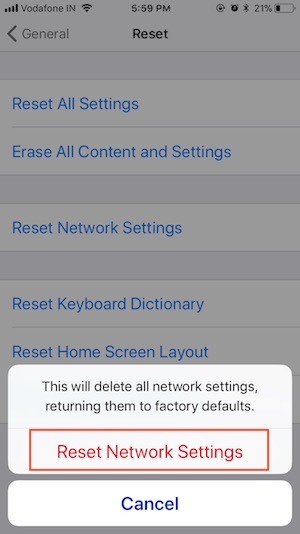 7 Reset Network Settings on iPhone