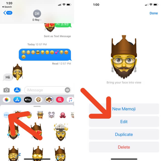 Edit, Duplicate and Delete Custom Memoji Sticker on iPhone