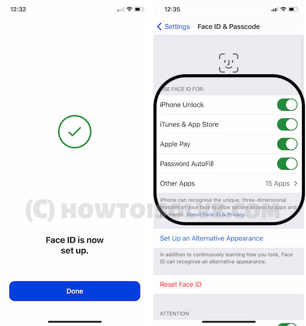 Включить Face ID для разблокировки iPhone и др.