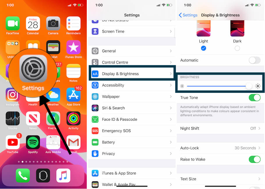 How to Use or Change Display Brightness to all time on iPhone