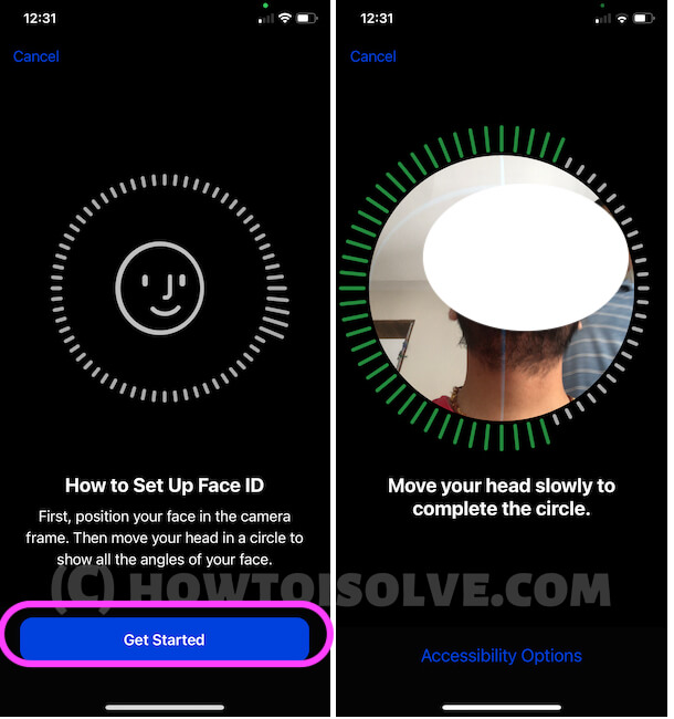 Record your Face in Face ID on iphone