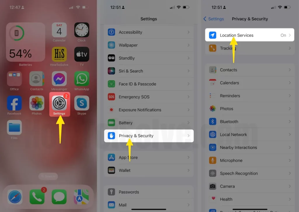  Launch the settings app next tap on privacy & security then select location services on iPhone