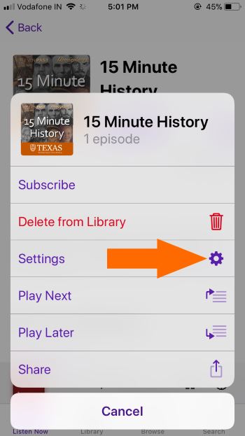 2 Podcasts settings for iPhone in iOS 11