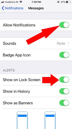 3 Enable Notification alert for iPhone lock screen
