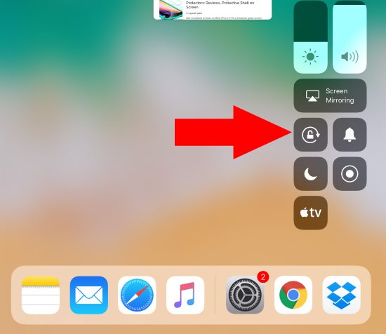 4 Enable iPad Screen Rotation from control center