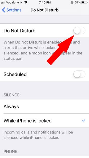 5 Disable Do Not Disturb on iPhone from Settings