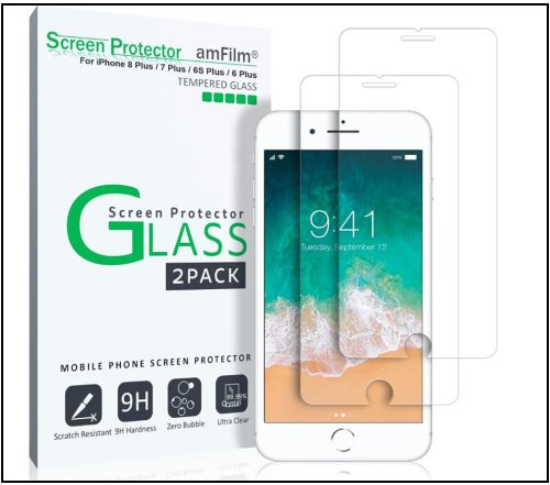 5 amFilm Glass Screen Protector for iPhone 8 Plus
