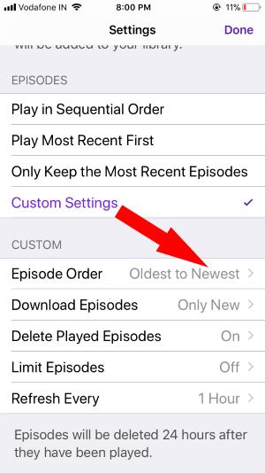 83 Play Episode in order on iPhone podcasts