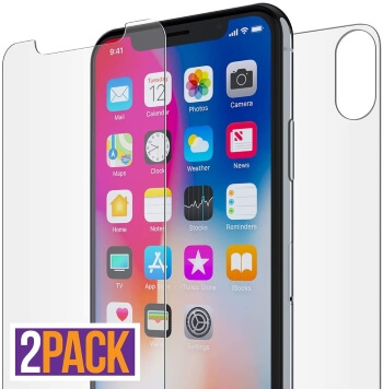 FlexGear Front and Back Glass Screen Protector for iPhone X