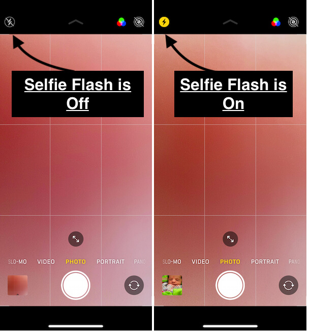How to turn on and turn off selfie flash on selfie Camera