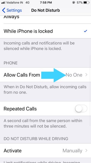 3 Stop call on Do Not Disturb on iPhone