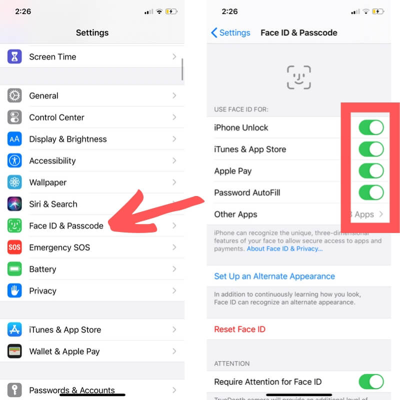 Enable or Use Face ID for iPhone unlock iTunes & App Store Apple Pay and Other Apps