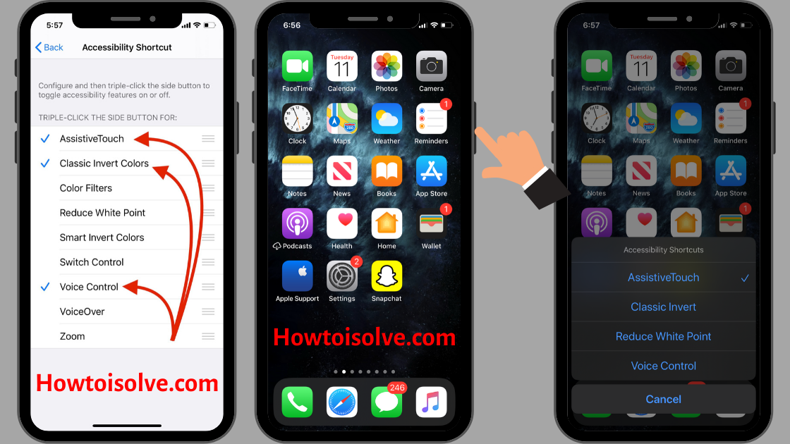 How to Turn on on Accessibility shortcuts on the iPhone using triple click power button