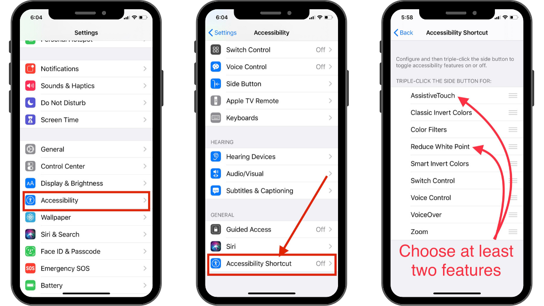 How to Turn on on Accessibility shortcuts on the iPhone
