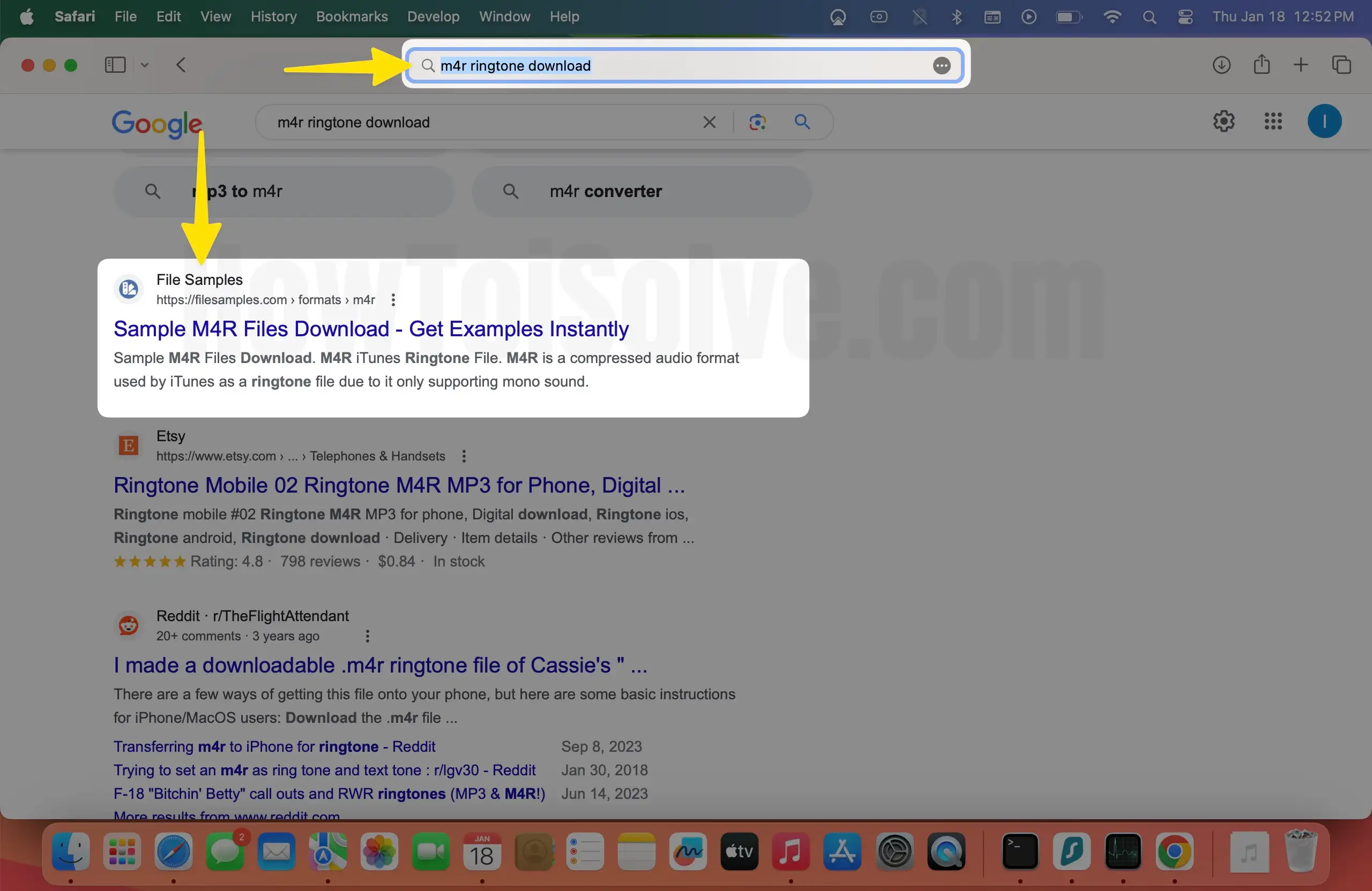 Open Browser Search m4r Ringtone Download on Mac