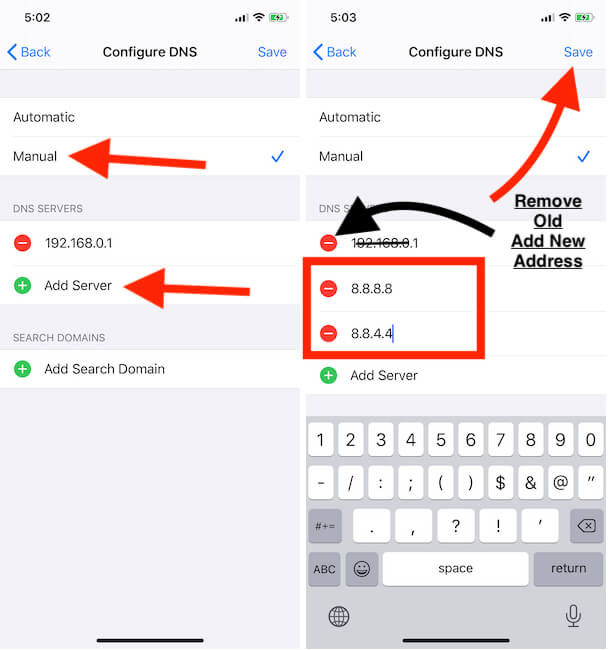 Add Custom DNS In WiFi settings on iPhone