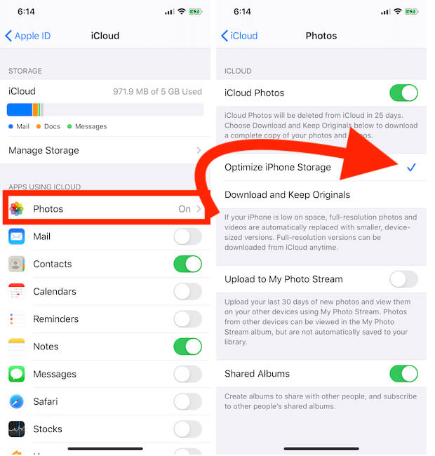 Optimize iPhone Storage on iPhone