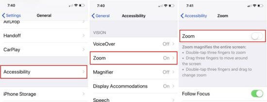 how to zoom out iphone screen when locked