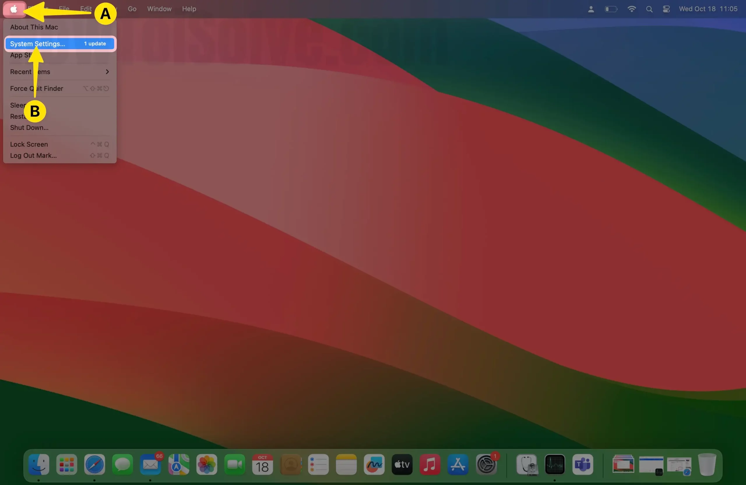 Click Apple Logo Select System Settings On Mac