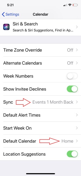 2 Start to sync Event and Default Calendar Setting for iPhone