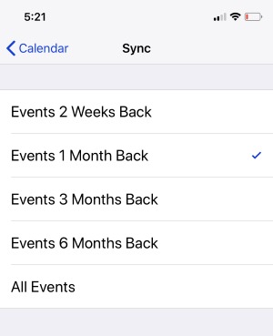 4 Sync Calendar data from the month ago on iPhone
