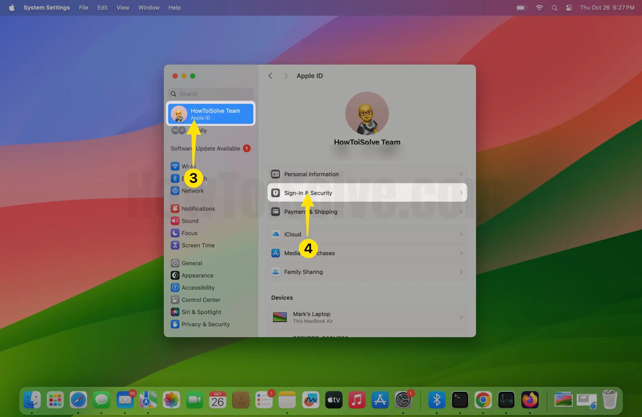 Click Apple ID Name Select Sign-In & Security On Mac