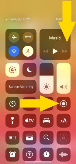 1 Screen Recorder on iPhone control center