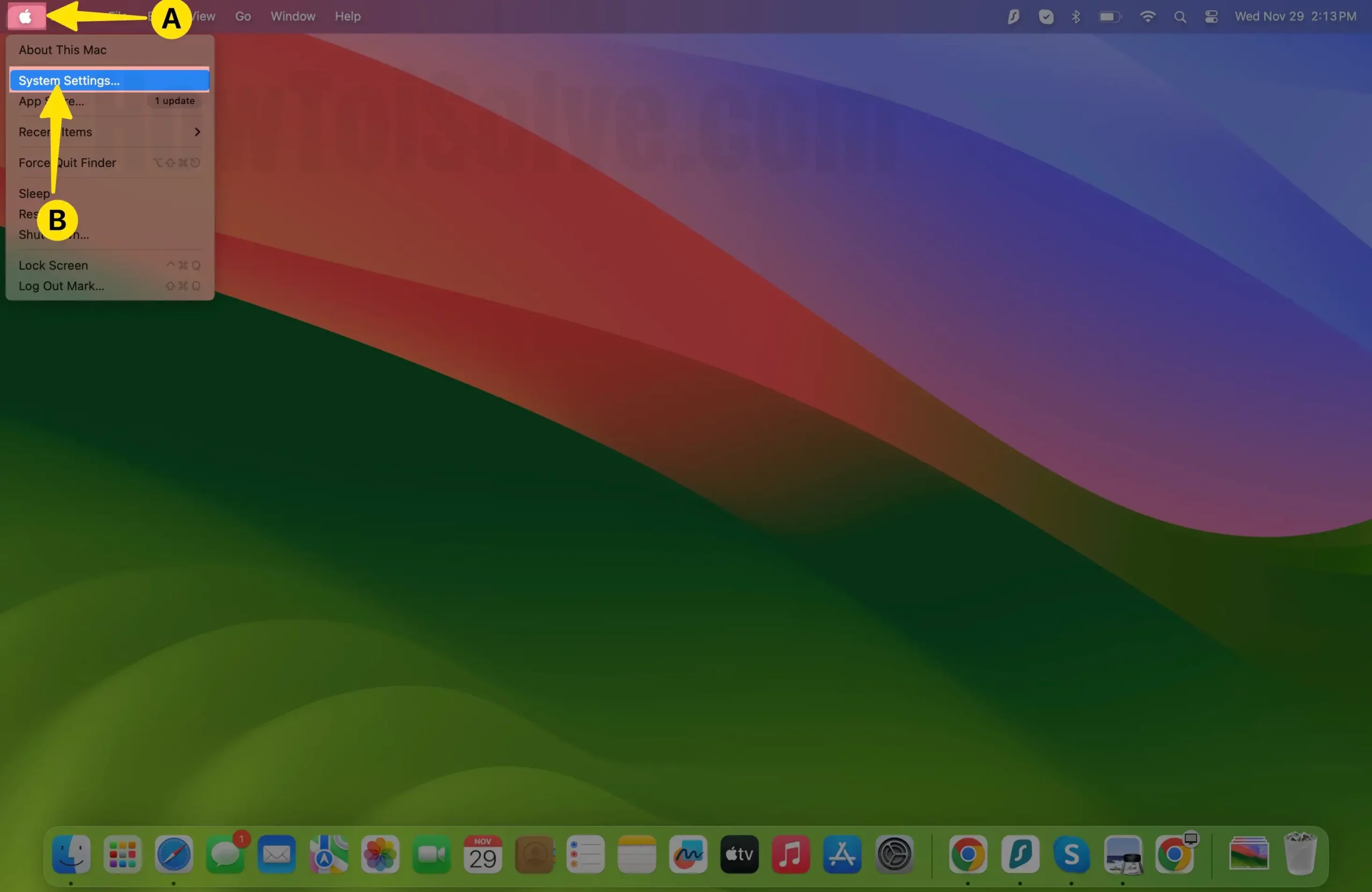 Click on Apple Menu Select System Settings on Mac
