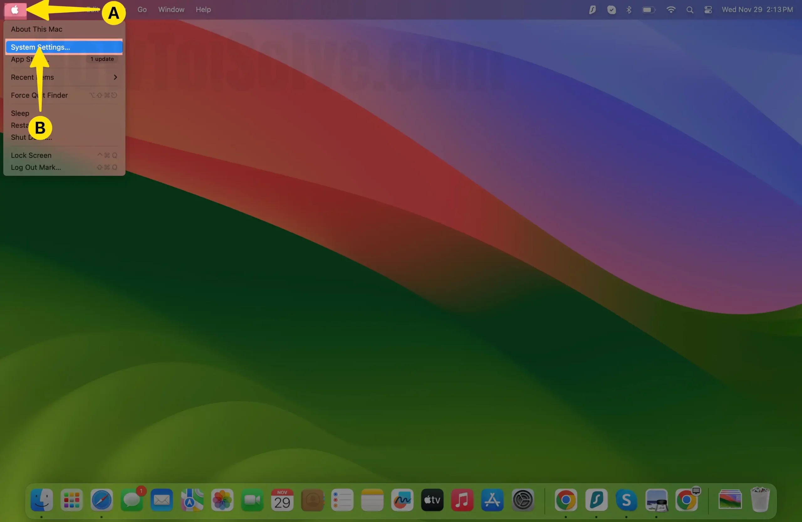 Click on Apple Menu Select System Settings on Mac