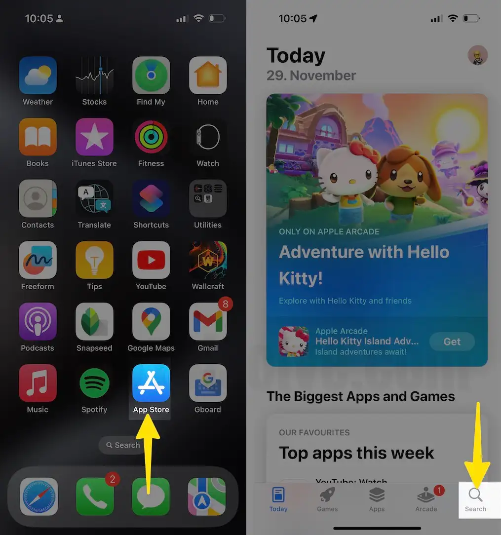 Open App Store Hit the Search bar on iPhone