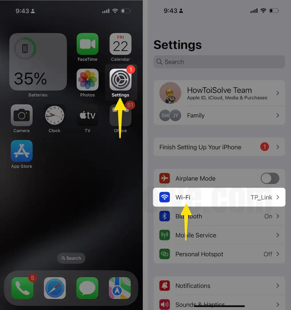 Launch the settings click on wifi on iPhone