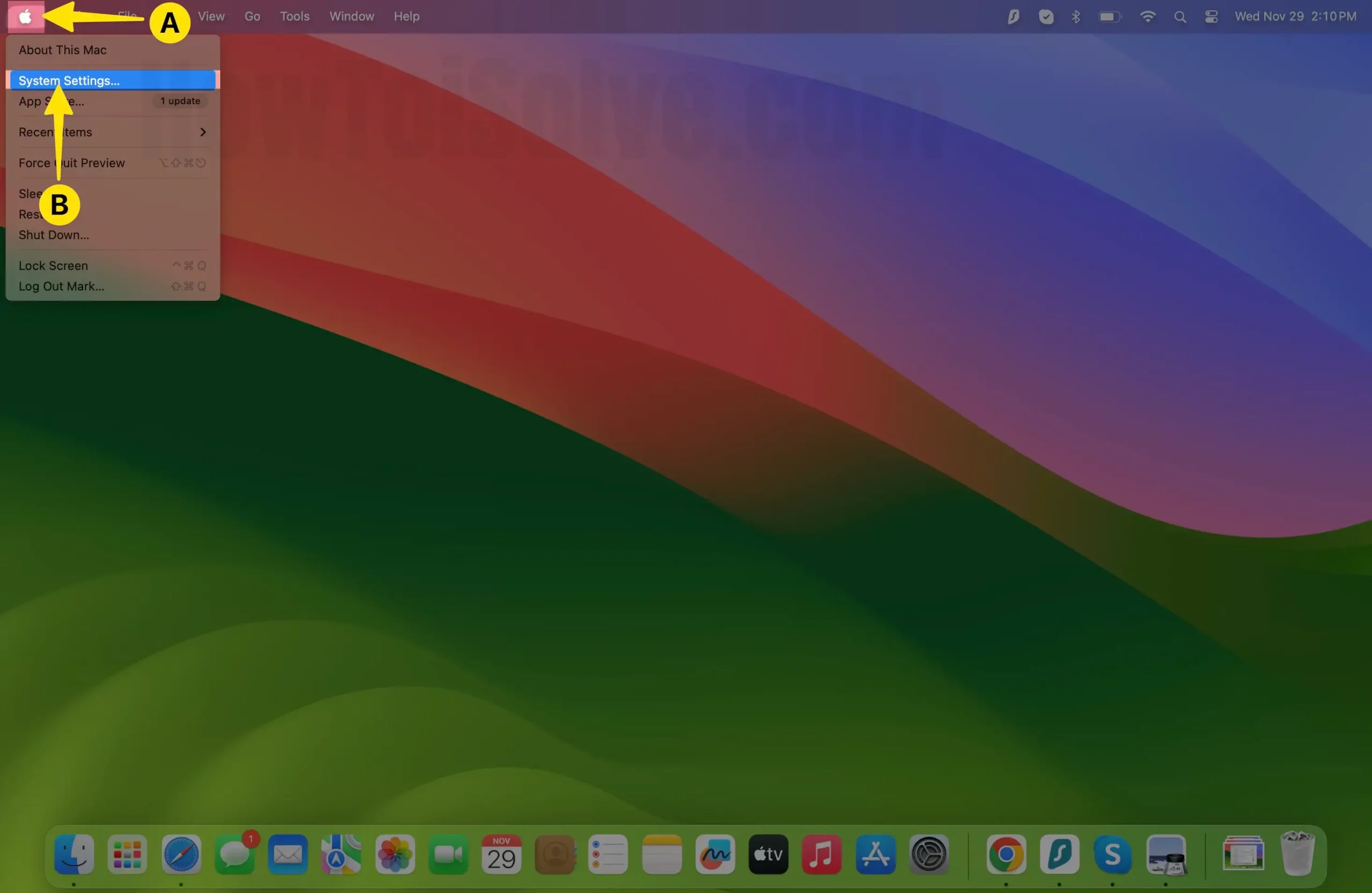 Select Apple Menu Choose System Settings on Mac