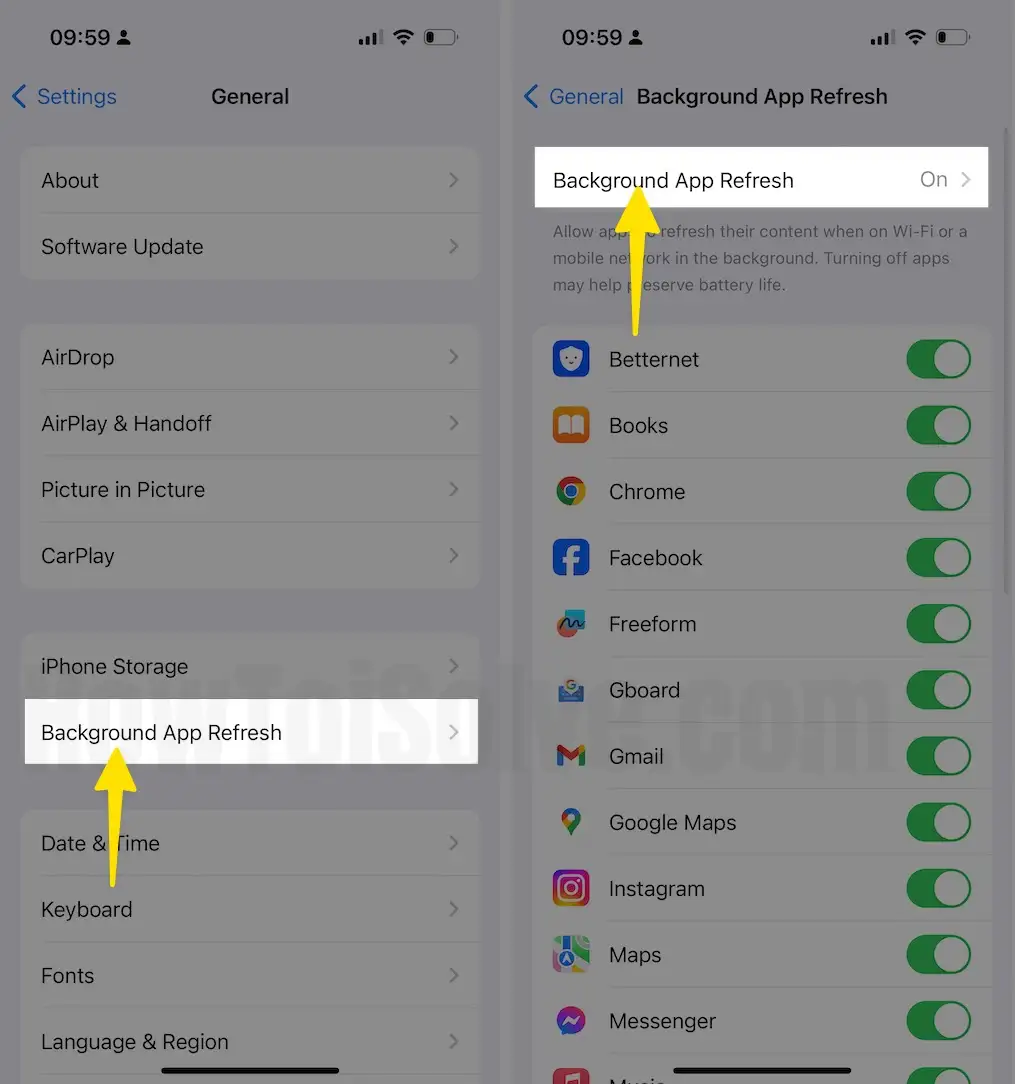 Select Background App Refresh Tap Background App Refresh on iPhone