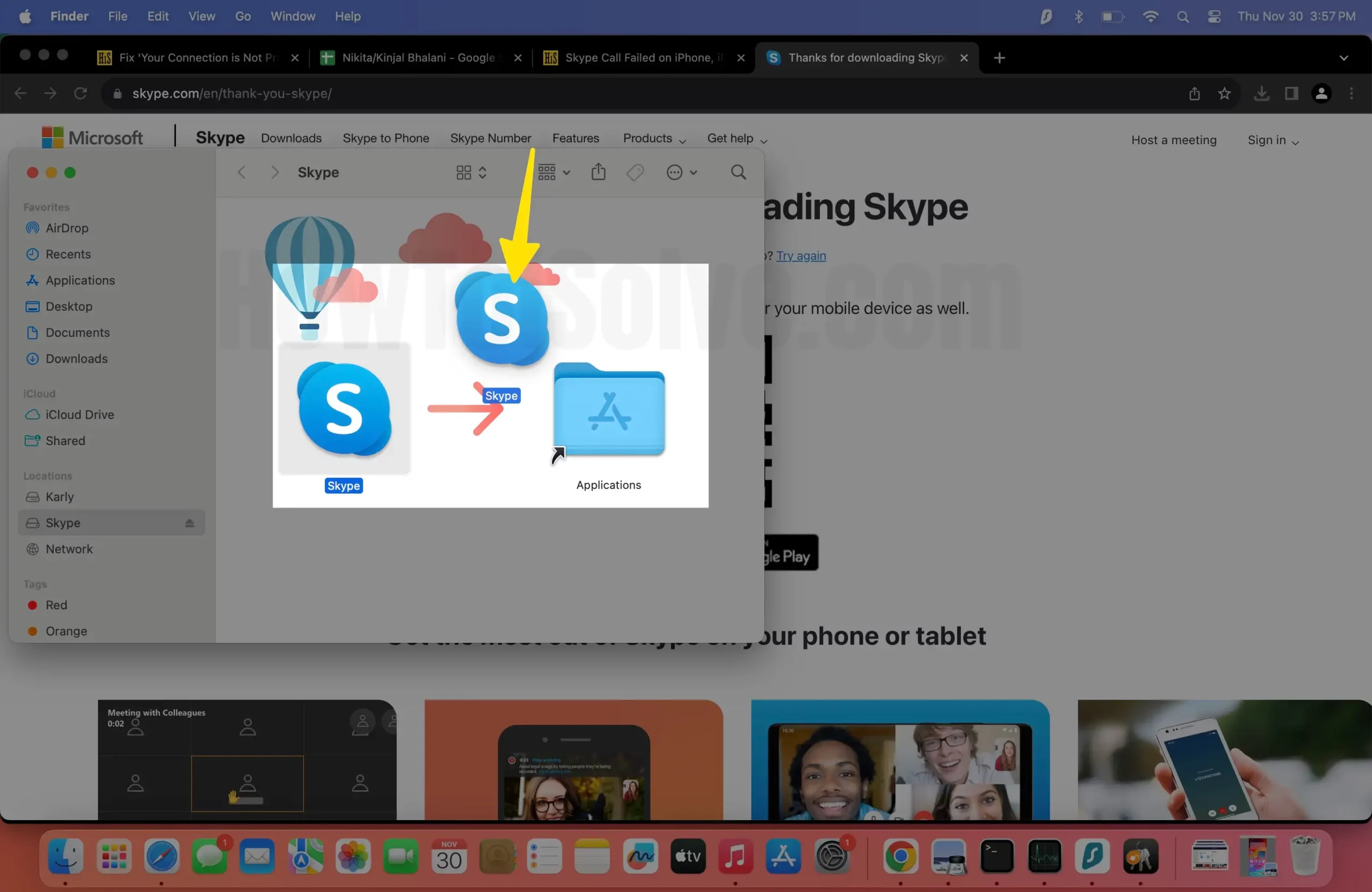 Drag and Drop Skype App Folder to Finish Installation Procedure on Mac