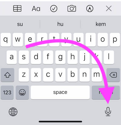 How to use Dictation from iPhone keyboard
