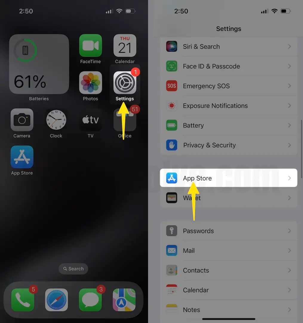 Open settings click app store on iphone