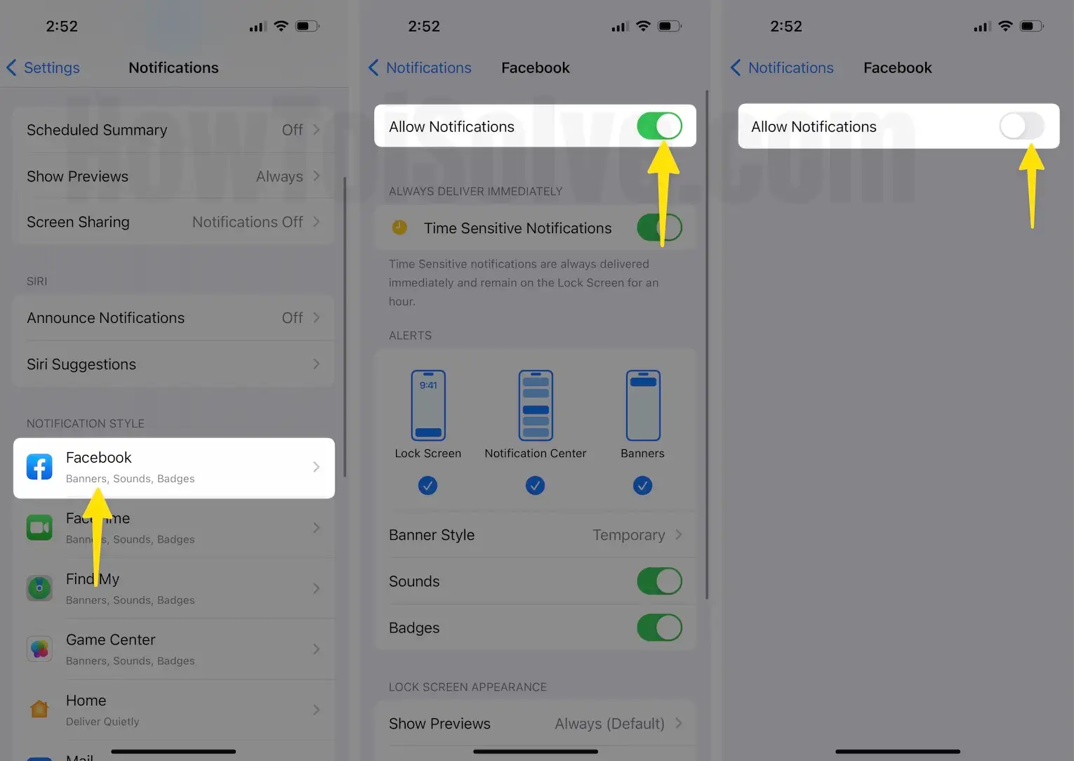 Disable Facebook Notifications on iPhone