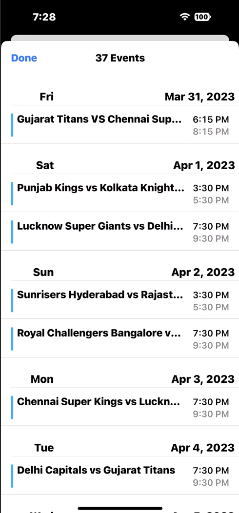 view-upcoming-cricket-matches-on-iPhone