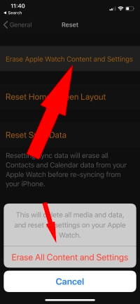 2 Erase All apple watch content and settings from iPhone after apple watch locked