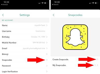 3 Snapcode on Snapchat iPhone app