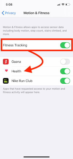 Allow to use Fitness resocring to Health app on iPhone